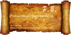 Patocskai Barnabás névjegykártya
